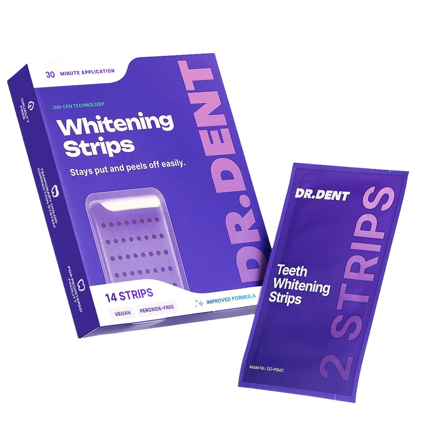 Purple Teeth Whitening Strips - 7/21 Whitening Sessions - Non Sensitive Teeth Whitening - Peroxide-Free