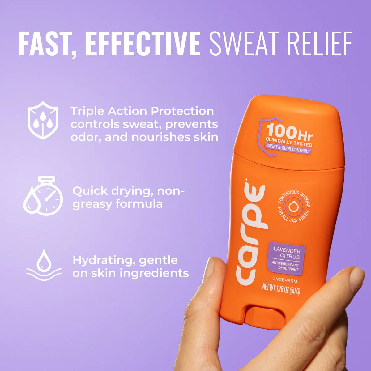 Deodorant Antiperspirant - 100Hr Clinically Tested Sweat & Odor Control - No Baking Soda, Parabens, or Phthalates - Reduce Odor Causing Bacteria - Nourishes Skin
