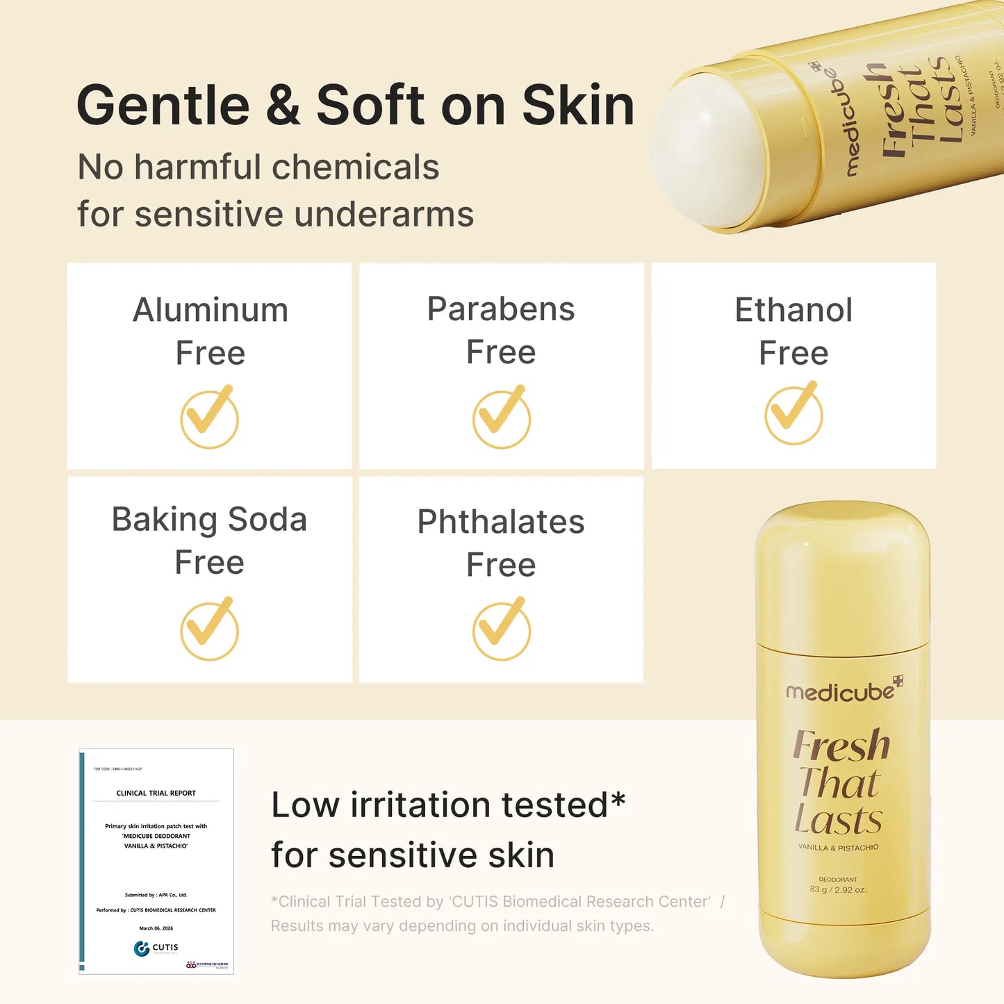 Deodorant Vanilla & Pistachio Fresh That Lasts | 24 Hour Odor Control, No Aluminum, Baking Soda, Parabens, Phthalates, Ethanol | Brightening & Smoothing for Dark Underarms with Kojic Acid & Turmeric | Korean Skincare, K-Beauty