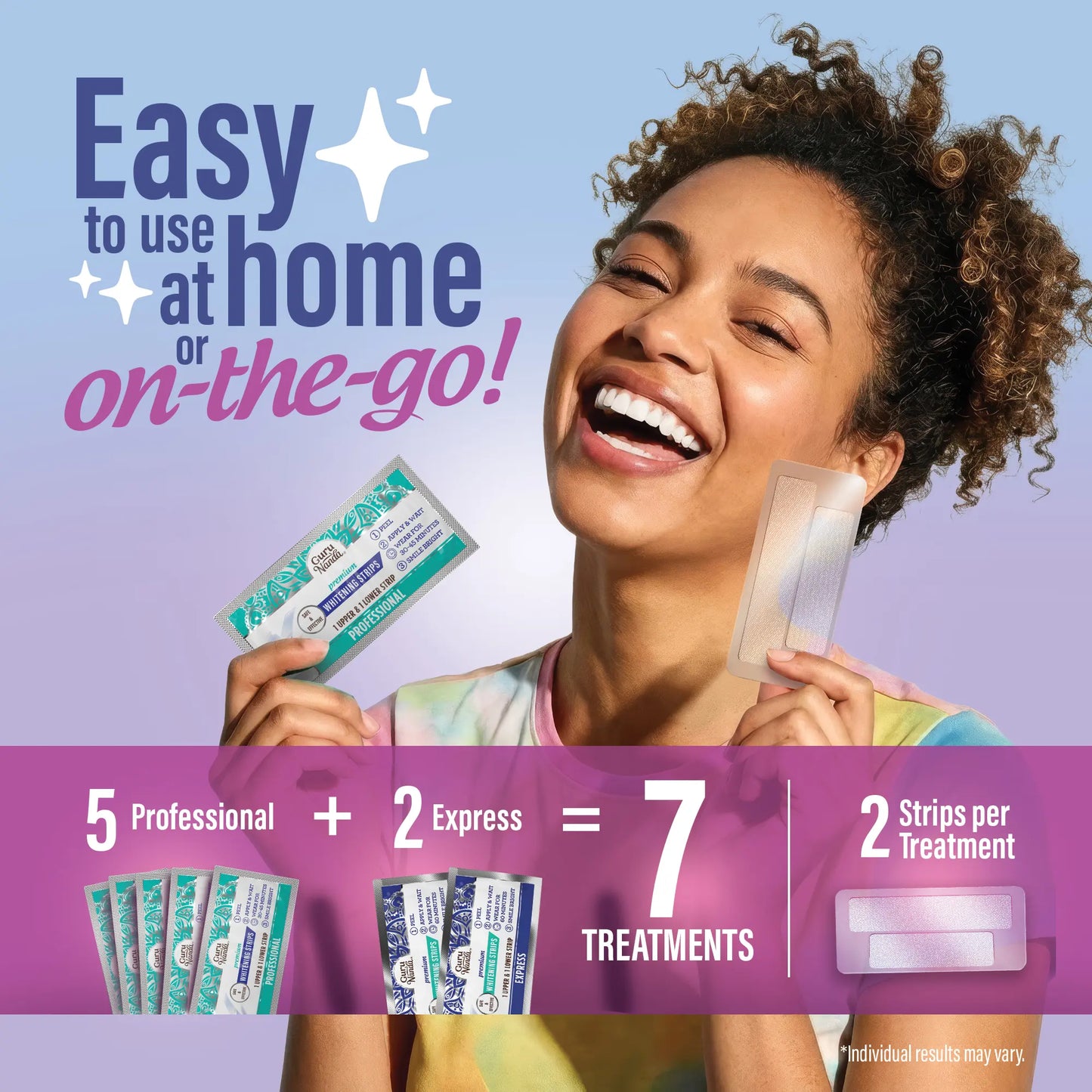 Whitening Strips, 7-day treatment (7 Packets - 2 Strips per pack) - Non-Slip, Dry Strip Technology