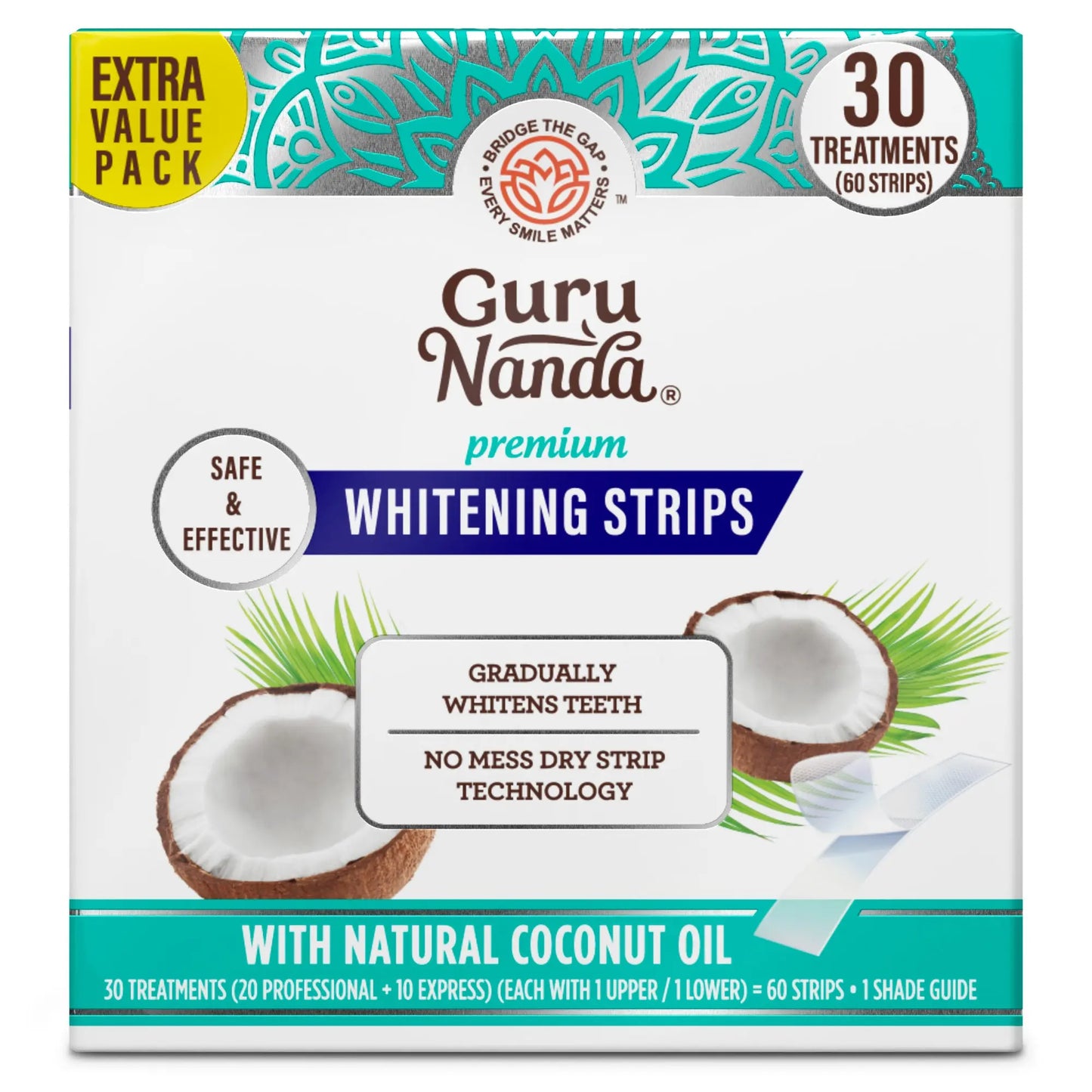 Whitening Strips, 7-day treatment (7 Packets - 2 Strips per pack) - Non-Slip, Dry Strip Technology