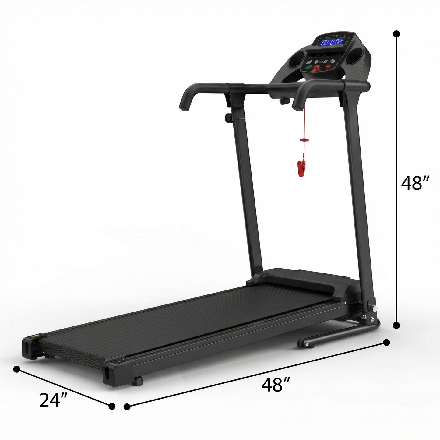 Portable Foldable Compact Treadmill with Built-in Rolling Wheels for Home Fitness