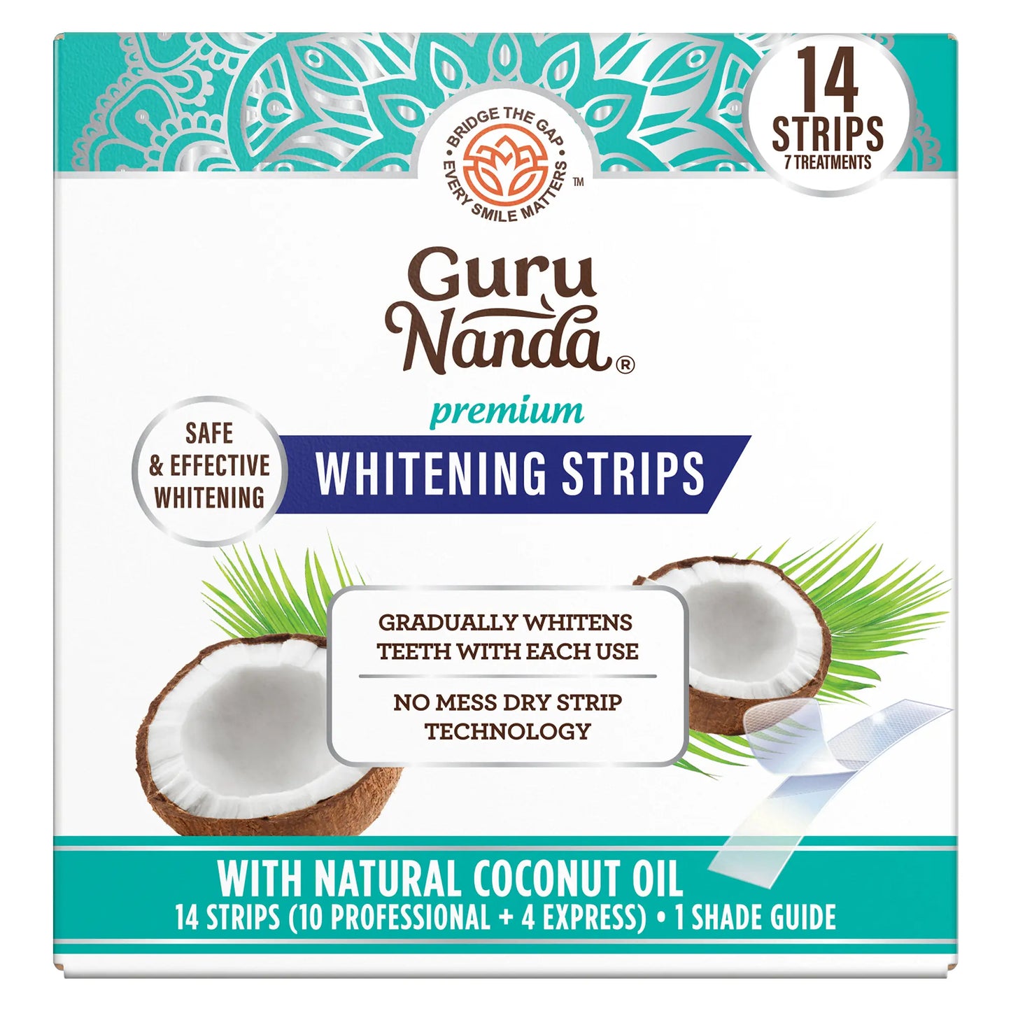 Whitening Strips, 7-day treatment (7 Packets - 2 Strips per pack) - Non-Slip, Dry Strip Technology