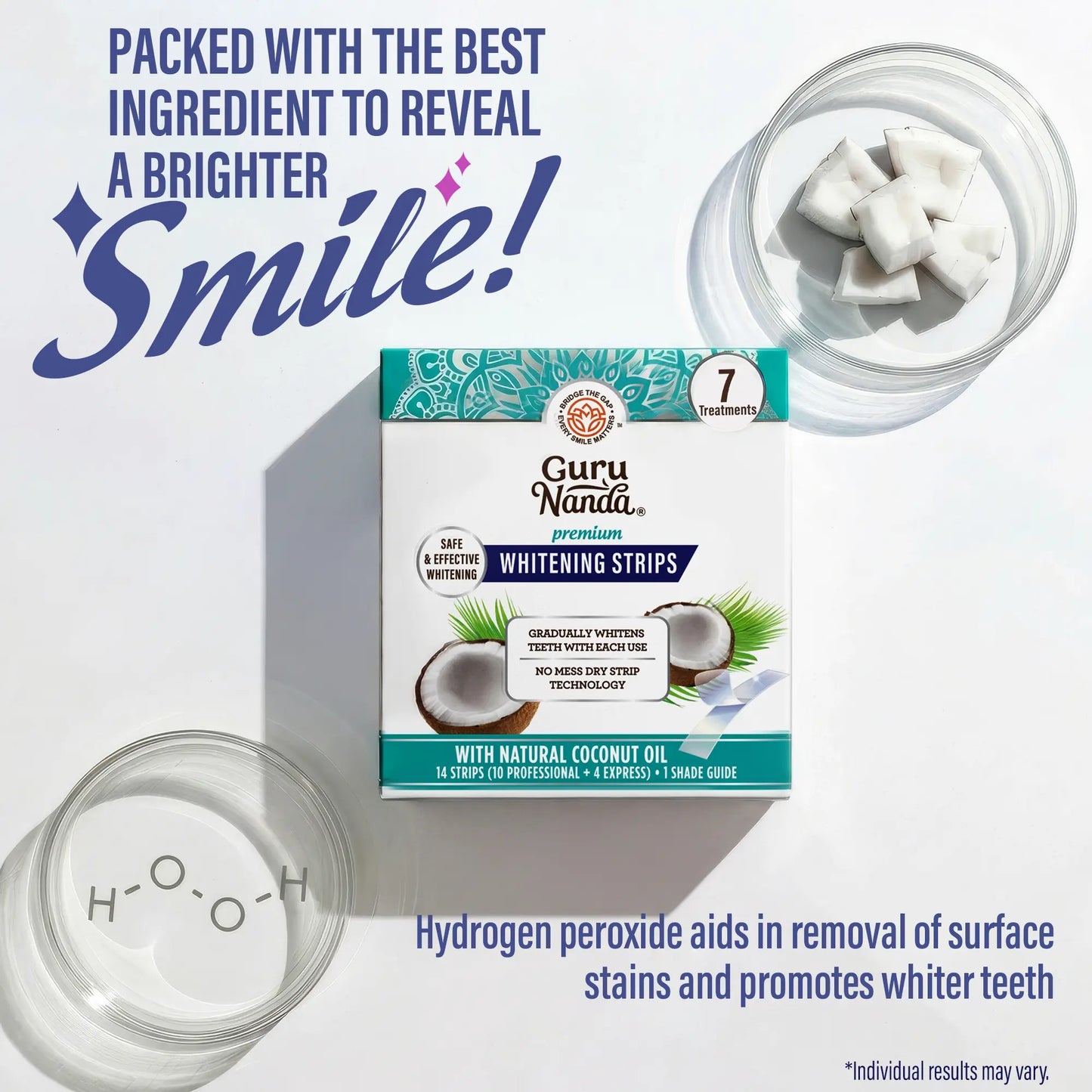 Whitening Strips, 7-day treatment (7 Packets - 2 Strips per pack) - Non-Slip, Dry Strip Technology